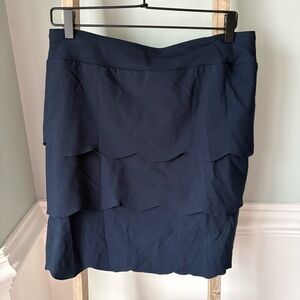 J. McLaughlin Dark Blue Pull On Tiered Ruffle Pencil Skirt Sz 10 - 1755